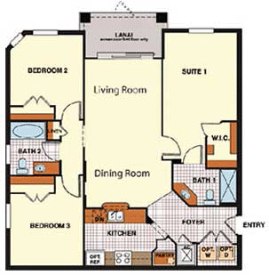 The Sonoma 3 Bed Condo Floor Plan at Windsor Hills