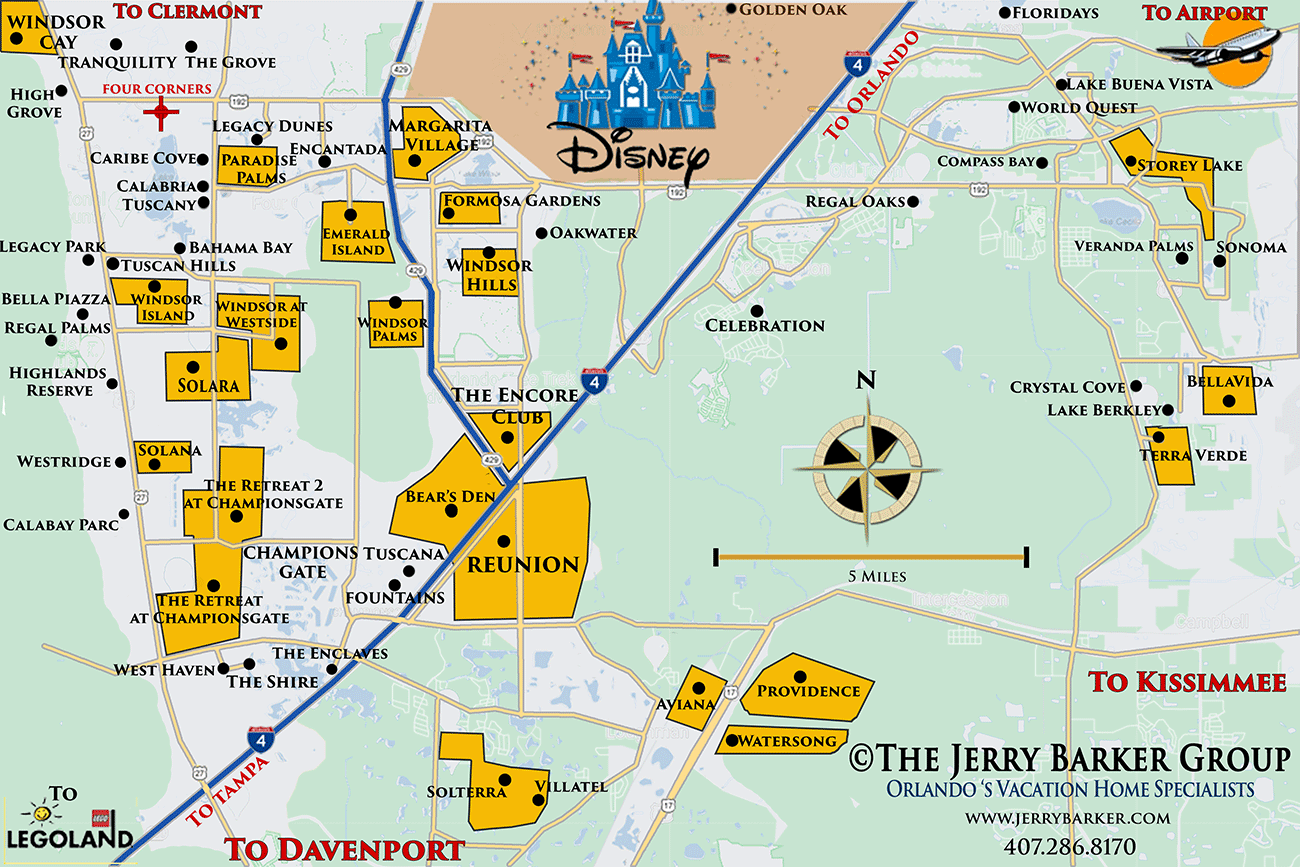 Orlando Vacation Home Resort Map With Popular Disney Resorts